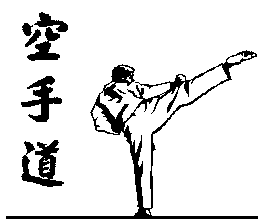 Karate Schriftzeichen und Kaempfer